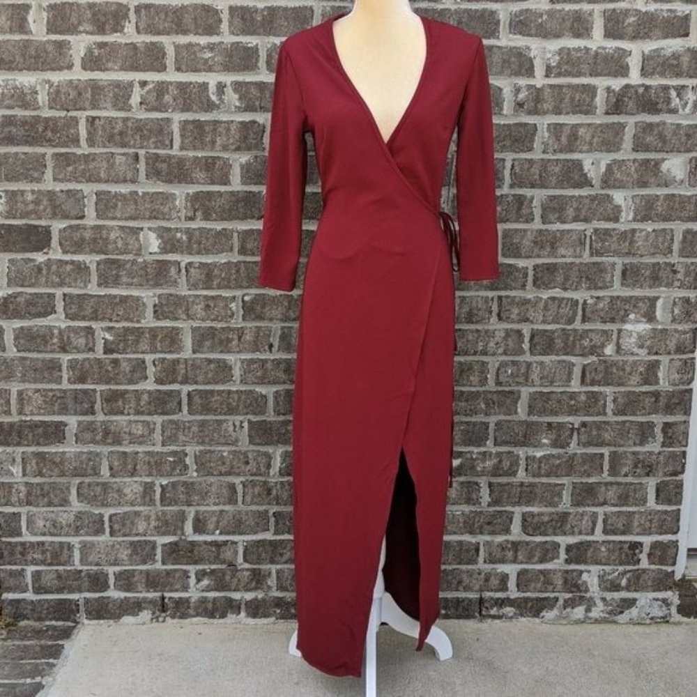 NWT American Apparel Maxi Wrap Dress Maroon - S